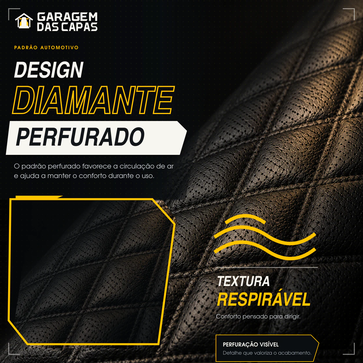 Design perfurado em diamante das capas automotivas